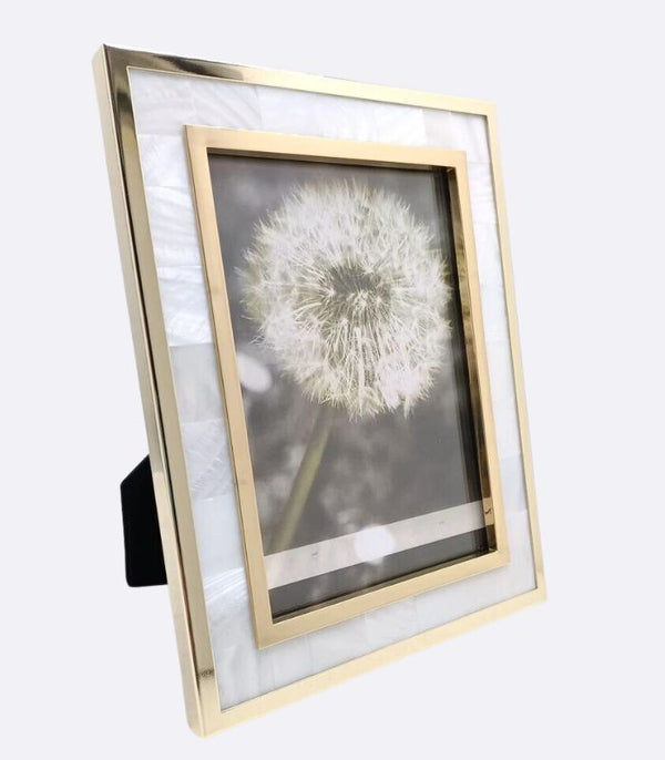 Picture Frame White Shell in Gold Frame 20.4 cm