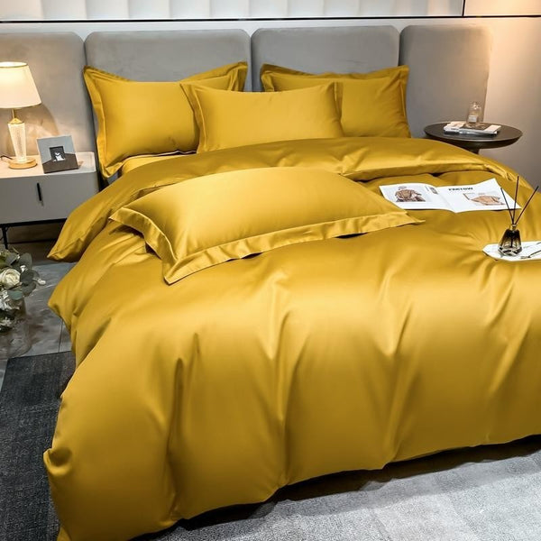 Miravique Gold Silky Cotton Bedding Set