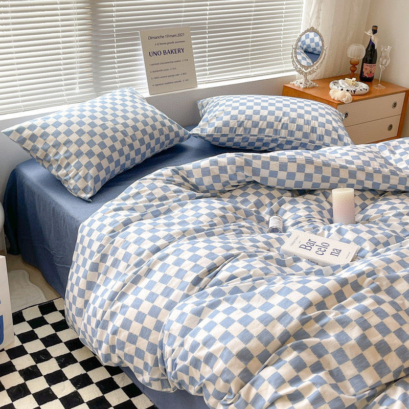 Danish Aesthetic Checkered Pattern Bedding