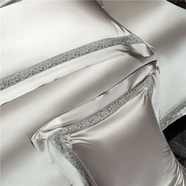 Miravique Ash Modern Satin Egyptian Cotton Bedding Set