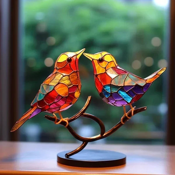 LuxeHome - AvianElegance Birds in Colored Glass for a Sophisticated Interior Design