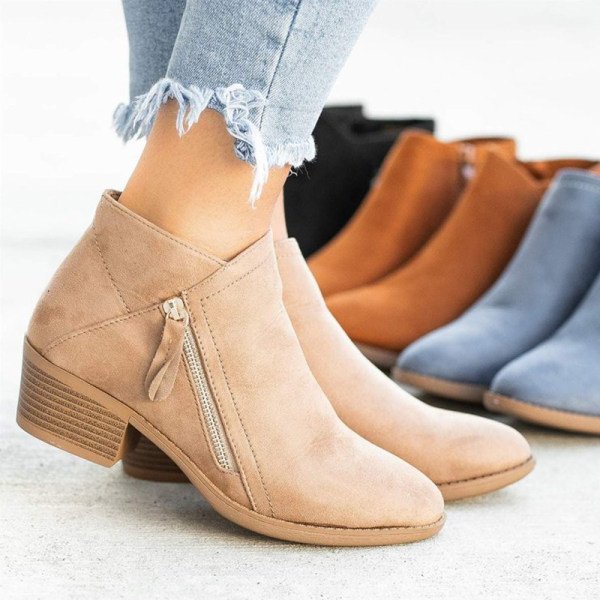 Celeste Mid-High Suede Boots with Zipper - Trendy Vegan Suede Footwear for Stylish Comfort