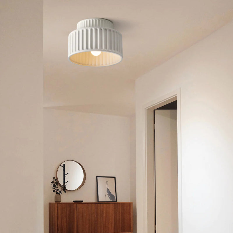 Miravique Cream Style Drum Semi Flush Mount Ceiling Lamp