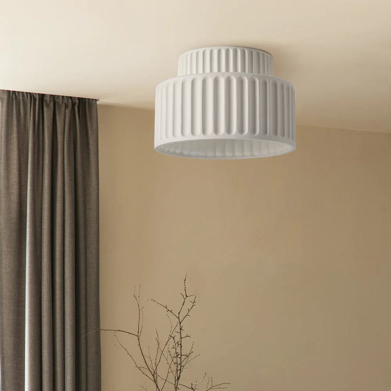 Miravique Cream Style Drum Semi Flush Mount Ceiling Lamp