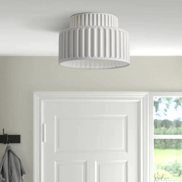 Miravique Cream Style Drum Semi Flush Mount Ceiling Lamp