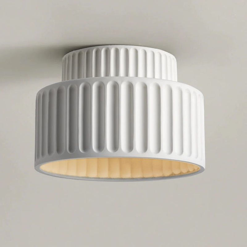 Miravique Cream Style Drum Semi Flush Mount Ceiling Lamp