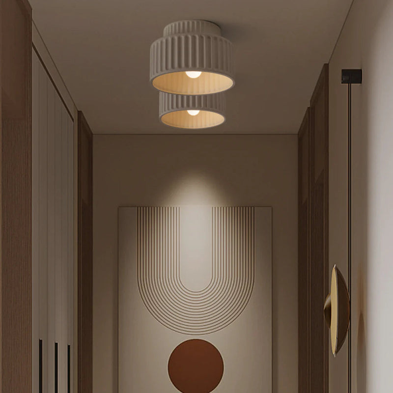 Miravique Cream Style Drum Semi Flush Mount Ceiling Lamp