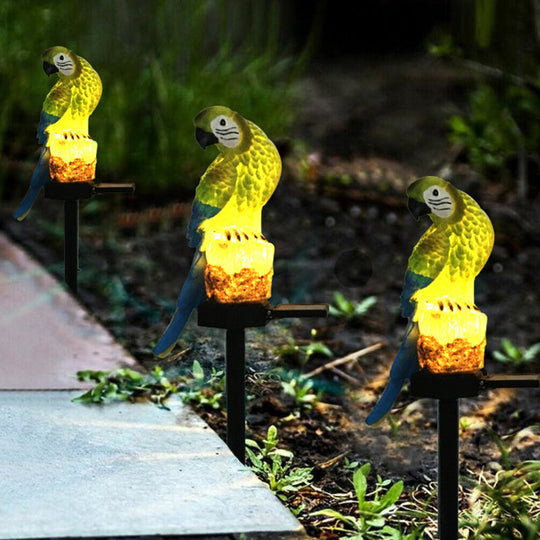 Garden Eagle Owl Parrot Statue LED Solar Light Outdoor Waterproof Lawn Lamp