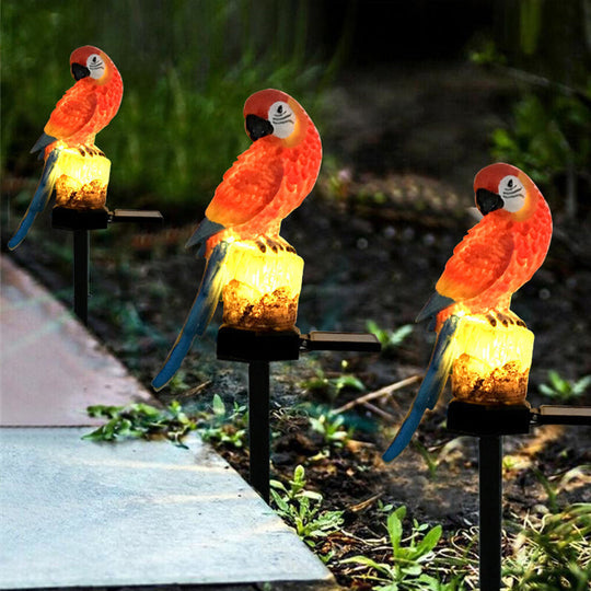 Garden Eagle Owl Parrot Statue LED Solar Light Outdoor Waterproof Lawn Lamp