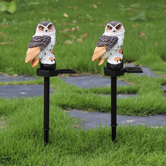 Garden Eagle Owl Parrot Statue LED Solar Light Outdoor Waterproof Lawn Lamp