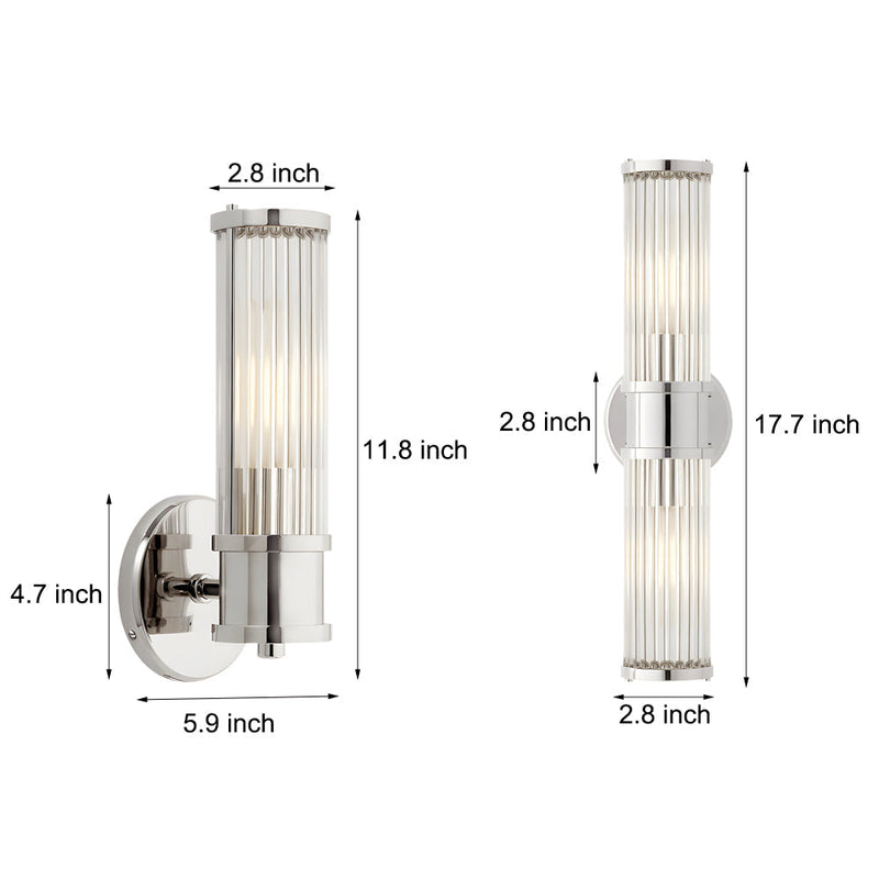 1/2 Light Modern Wall Lamp with Cylindrical Glass