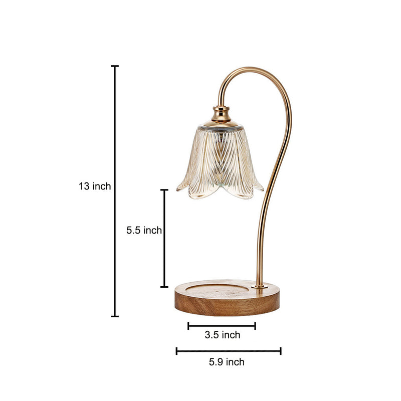 1-Light Candle Warmer Table Lamp with Glass Shade