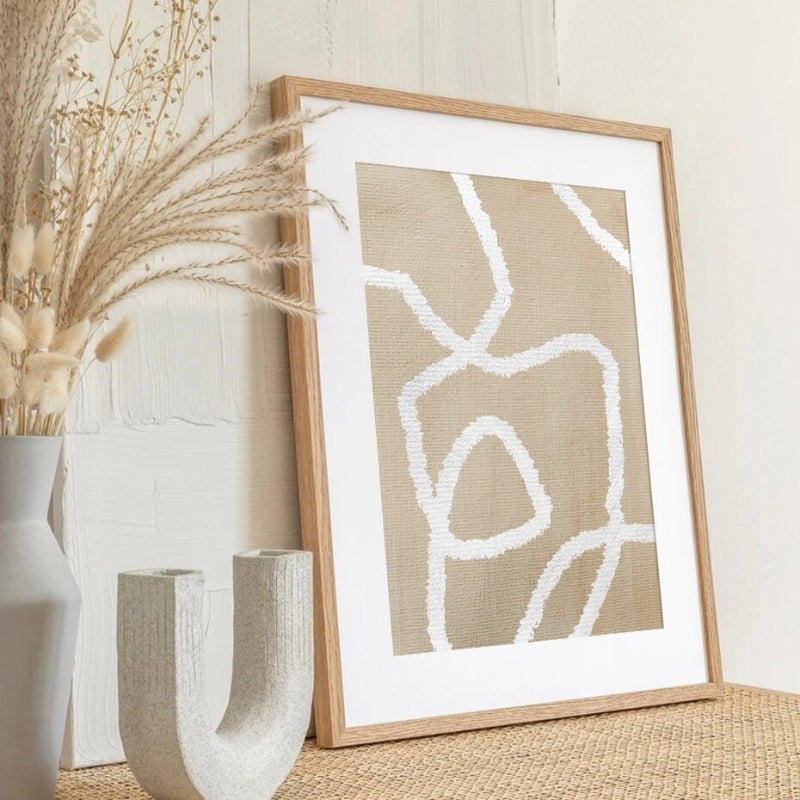 Neutral Beige Abstract Wall Art Poster Prints