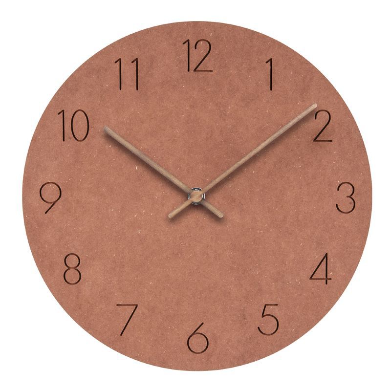 Minimalist Norwegian Wall Clock - 29cm(11.4 in) Scandinavian Design, Wood, Quiet Movement