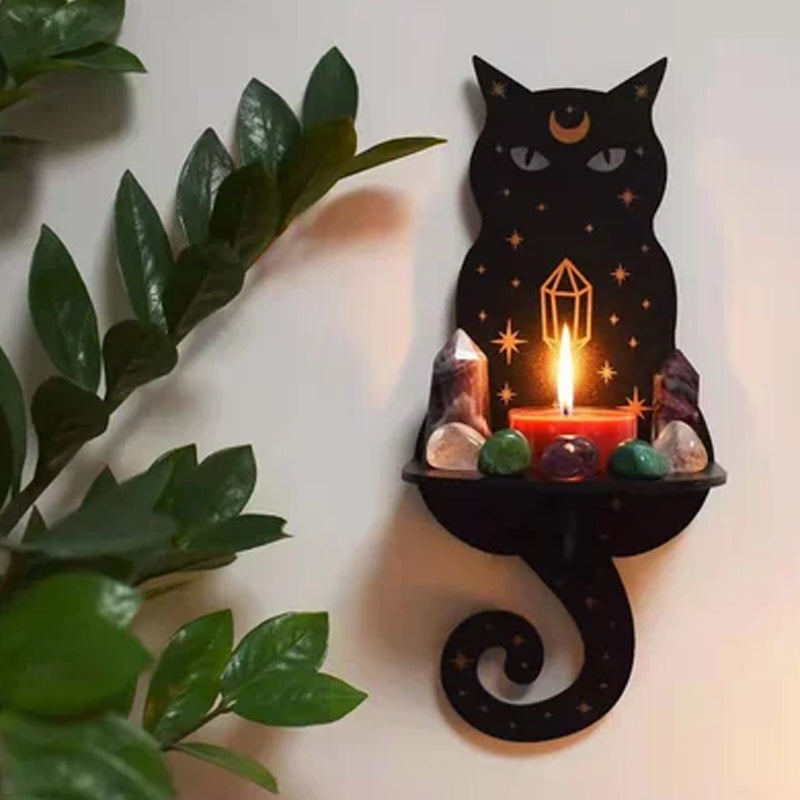 Celestial Wolf Altar Stand | Unique Home Décor for Crystals, Candles, and Pendants