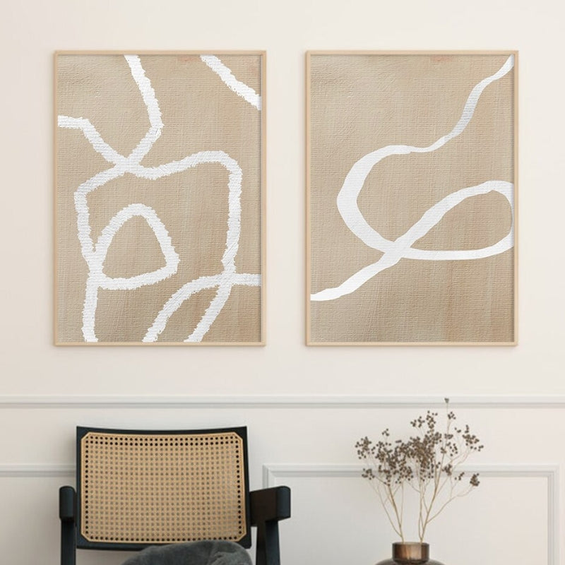 Neutral Beige Abstract Wall Art Poster Prints