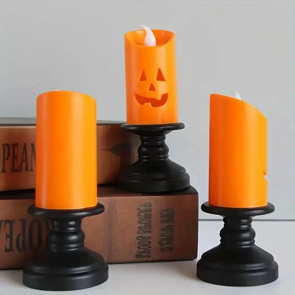 12-Pieces: Halloween LED Pumpkin Chandelier Candles