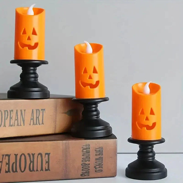 12-Pieces: Halloween LED Pumpkin Chandelier Candles