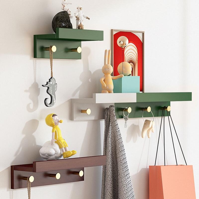 Huxley Wall Storage Shelf with Gold Hooks