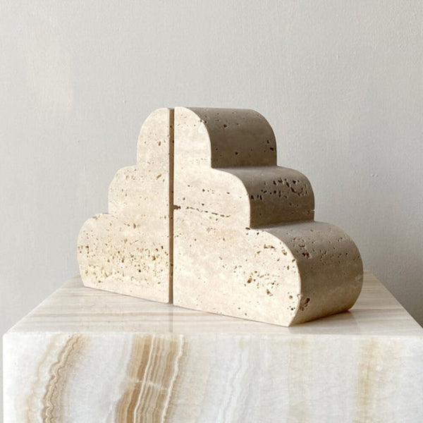 Abstract Marble Travertine Bookends