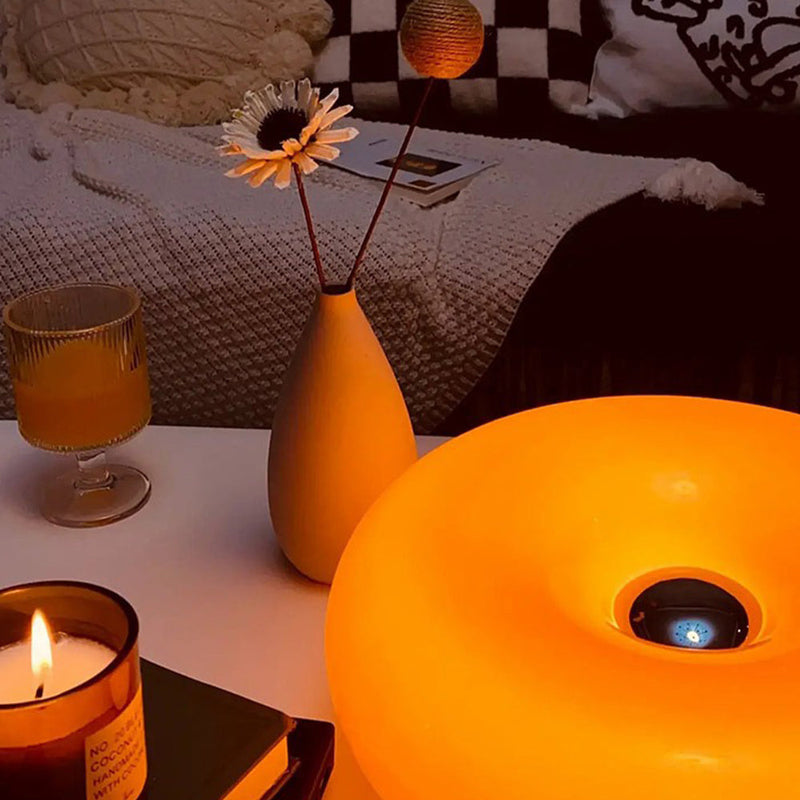 Miravique Donut Lamp – LED Dimmable Orange Table & Wall Lamp, Energy-Efficient Glass Light for Living Room, Bedroom, Dorm