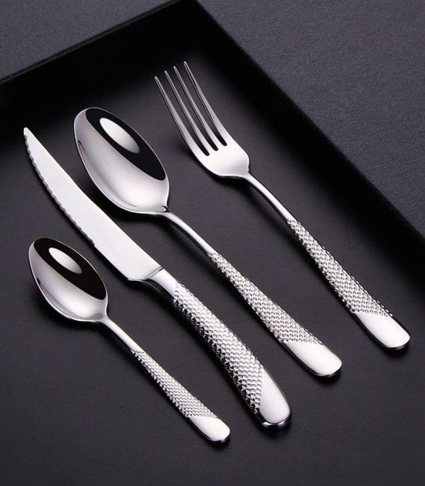 24 Pcs Cutlery Set Premium Stainless Steel Mirror-Polished Silver