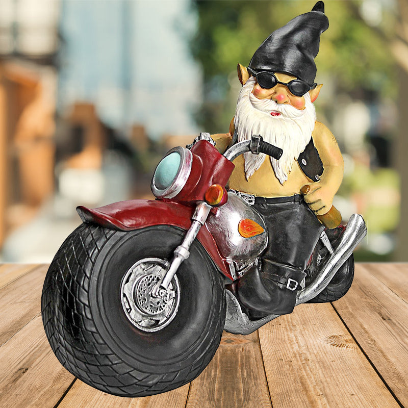 The Biker Gnome Statue Mini Garden Decoration