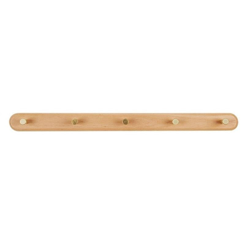 Miravique Natural Wood & Brass Wall Hook Racks