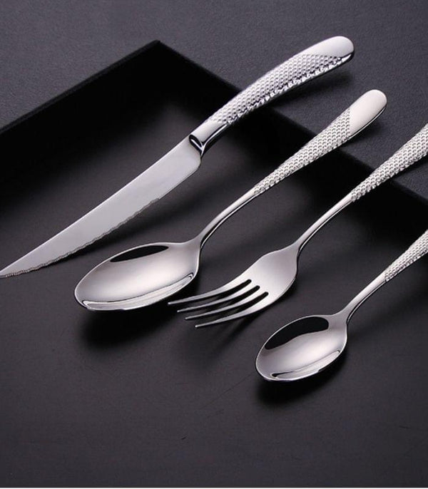 24 Pcs Cutlery Set Premium Stainless Steel Mirror-Polished Silver