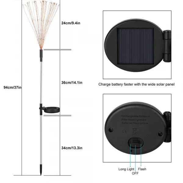 4-Piece Solar Garden Fireworks Lights – IP65 Weatherproof LED Outdoor Lights with Adjustable Modes & DIY Design