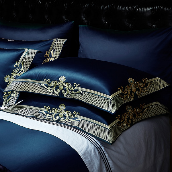 Miravique Dark Blue Luxury Egyptian Cotton Bedding Set