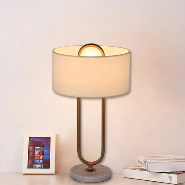 Lichtanna – white drum-shaped table lamp with oval base