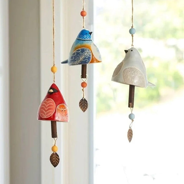 Ceramic Bird Wind Chime Song Bell Garden Yard Home Decoration