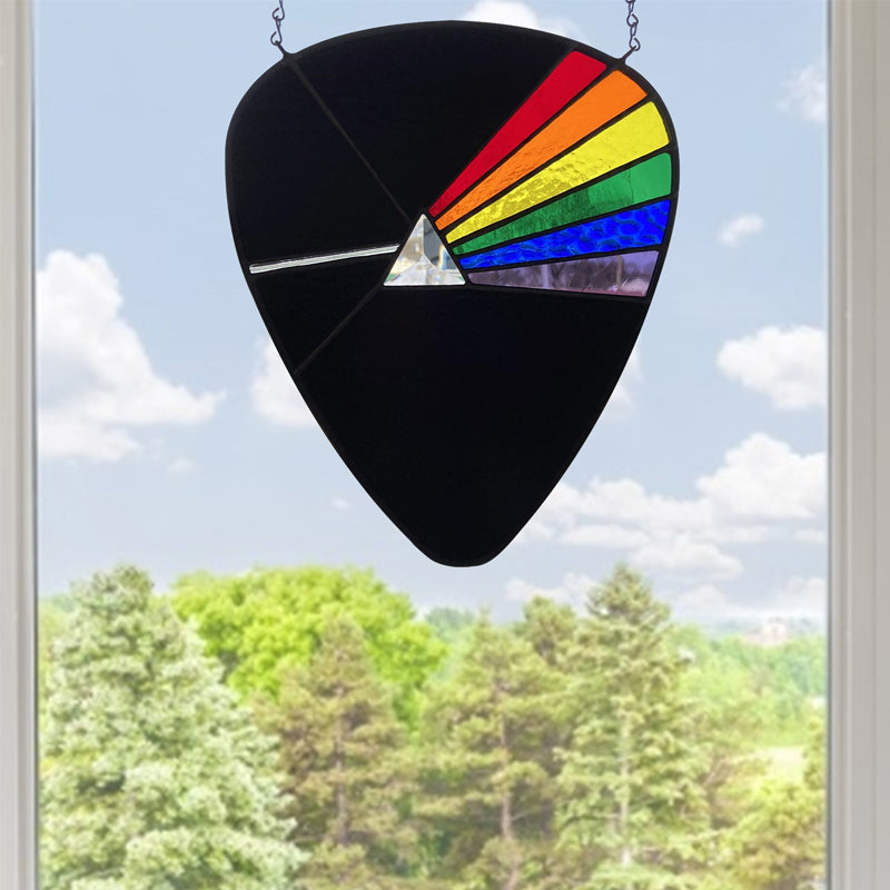 Dark Side of the Moon Glass Prism Suncatcher Panel – Rainbow Window Decor for Home & Garden