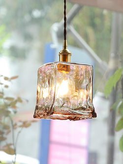 Miravique Brass Amber Glass Pendant Light