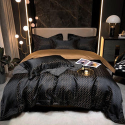 Miravique Black Cotton Satin Bedding Set