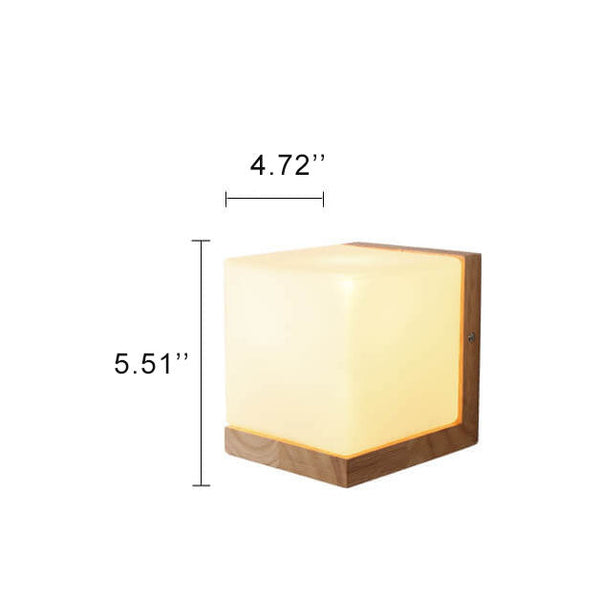 EcoShine - Modern wooden wall lamp with cube-shaped base