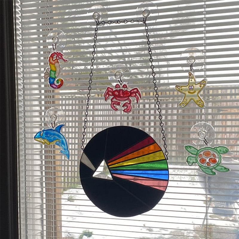 Dark Side of the Moon Glass Prism Suncatcher Panel – Rainbow Window Decor for Home & Garden