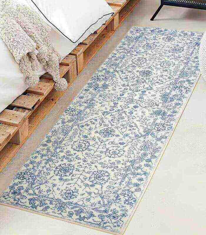 Hallway Runner Rug Bedside Rug Blue