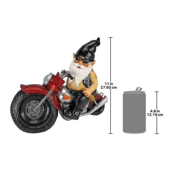 The Biker Gnome Statue Mini Garden Decoration