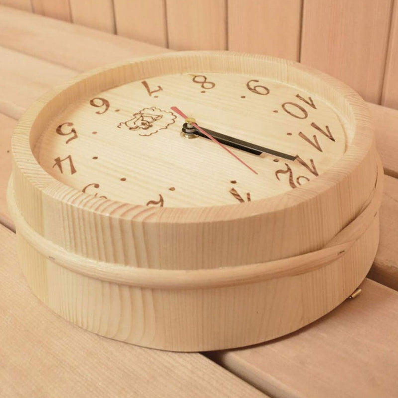 SaunaTime Wooden Clock - Rustic Wall Clock for Sauna & Wellness Spaces