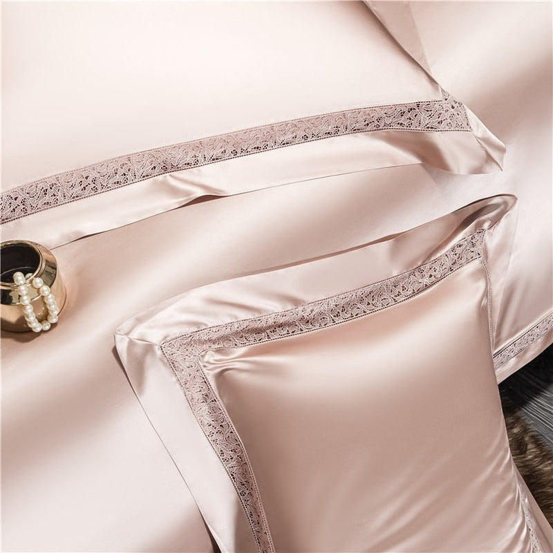 Miravique Rose Gold Modern Satin Egyptian Cotton Bedding Set