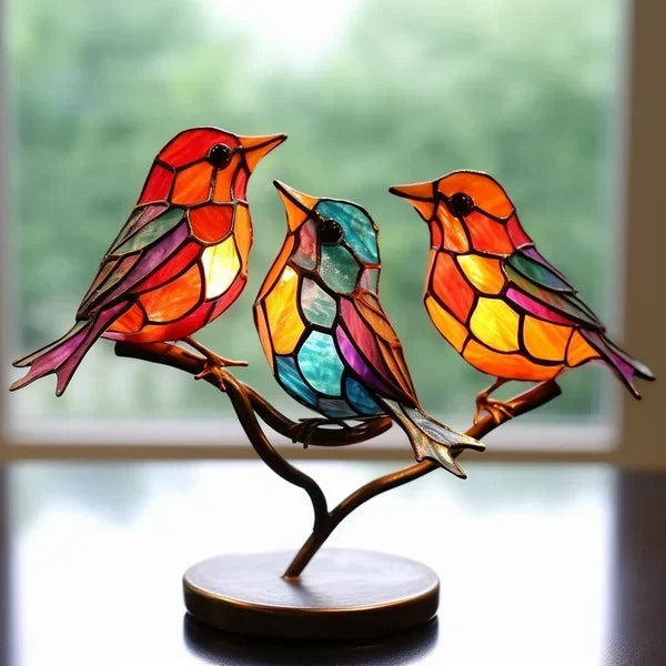 LuxeHome - AvianElegance Birds in Colored Glass for a Sophisticated Interior Design