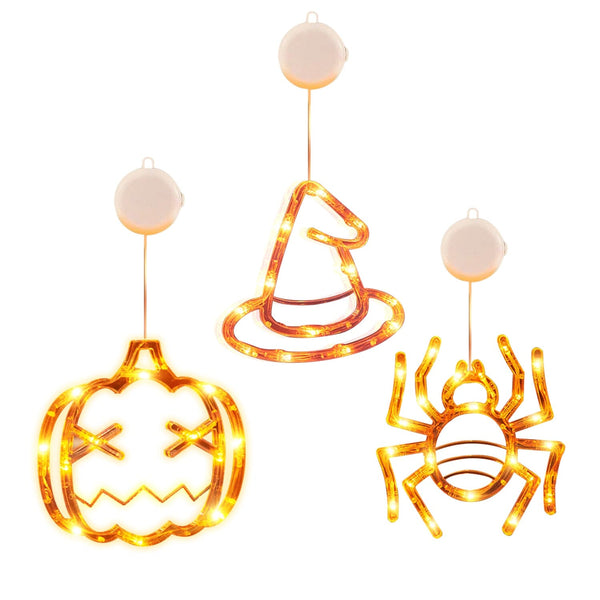 3-Pack: Halloween Window Light with Suction Cup Hanging Holes