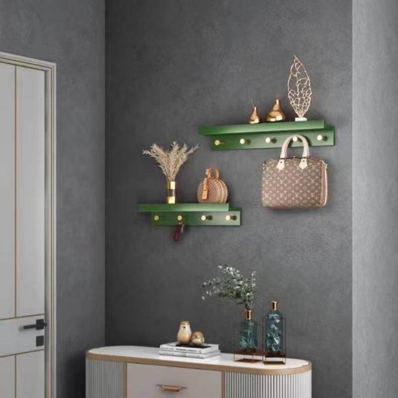 Huxley Wall Storage Shelf with Gold Hooks