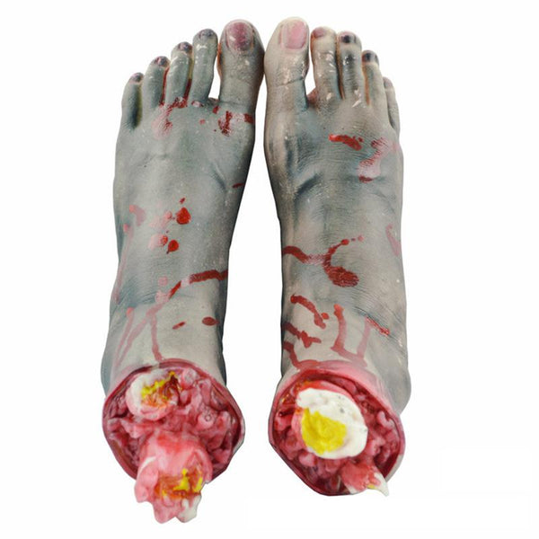 1 Pair Chopped Human Parts Scary Bloody Feet Halloween Party Decorations Prop Black Feet