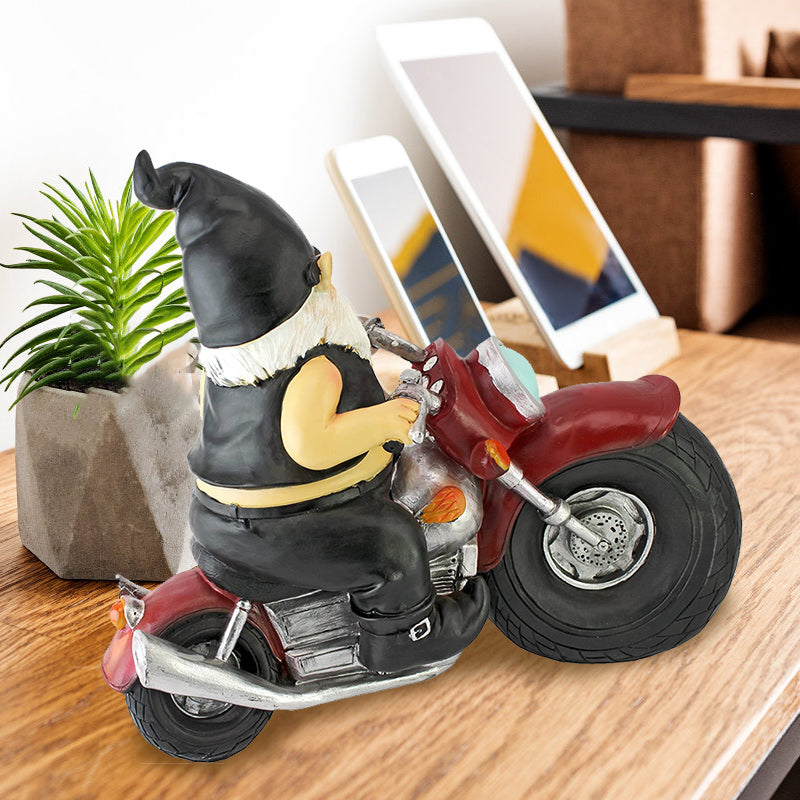 The Biker Gnome Statue Mini Garden Decoration