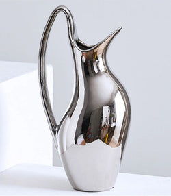 Glazed Ceramic Silver Vase/ Water Jug