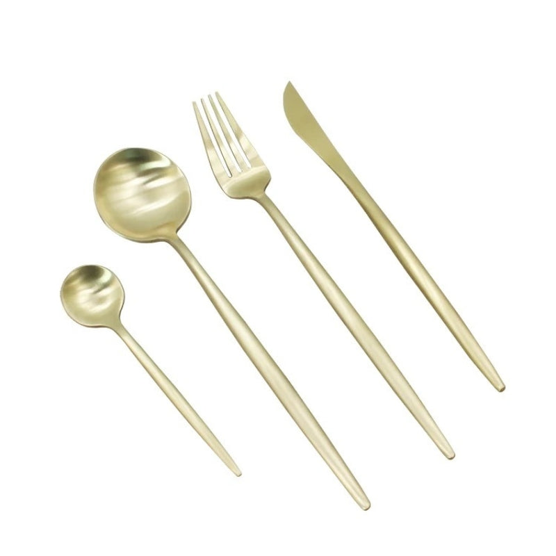 Matte Champagne Gold 24-Piece Flatware Cutlery Set