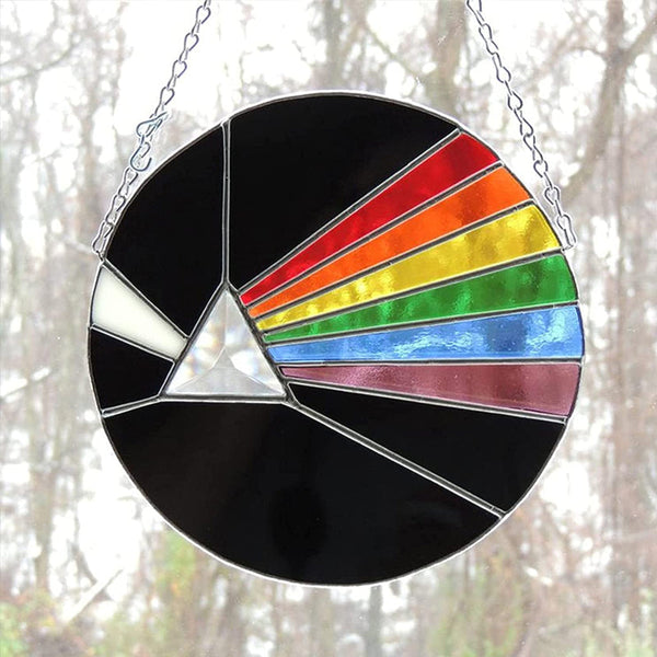 Dark Side of the Moon Glass Prism Suncatcher Panel – Rainbow Window Decor for Home & Garden